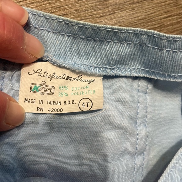 Vintage K-Mart  Baby Boy Kids 60s Light Pastel Blue Short Overalls Romper Sz 4T - Picture 4 of 4